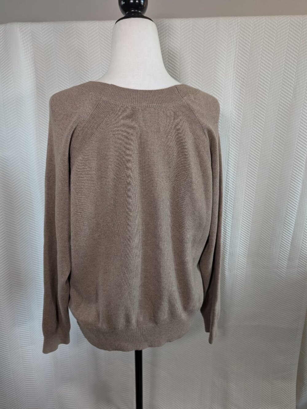 Roots Crewneck Sweater Cotton Cashmere Blend Pullover Neutral Beige Medium - Picture 3 of 13